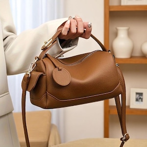 Genuine Leather Cowhide Shoulder Bag | Stylish Crossbody Tote | Leather Everyday Purse | Elegant Handbag | Gift for Women & Fashion Lovers