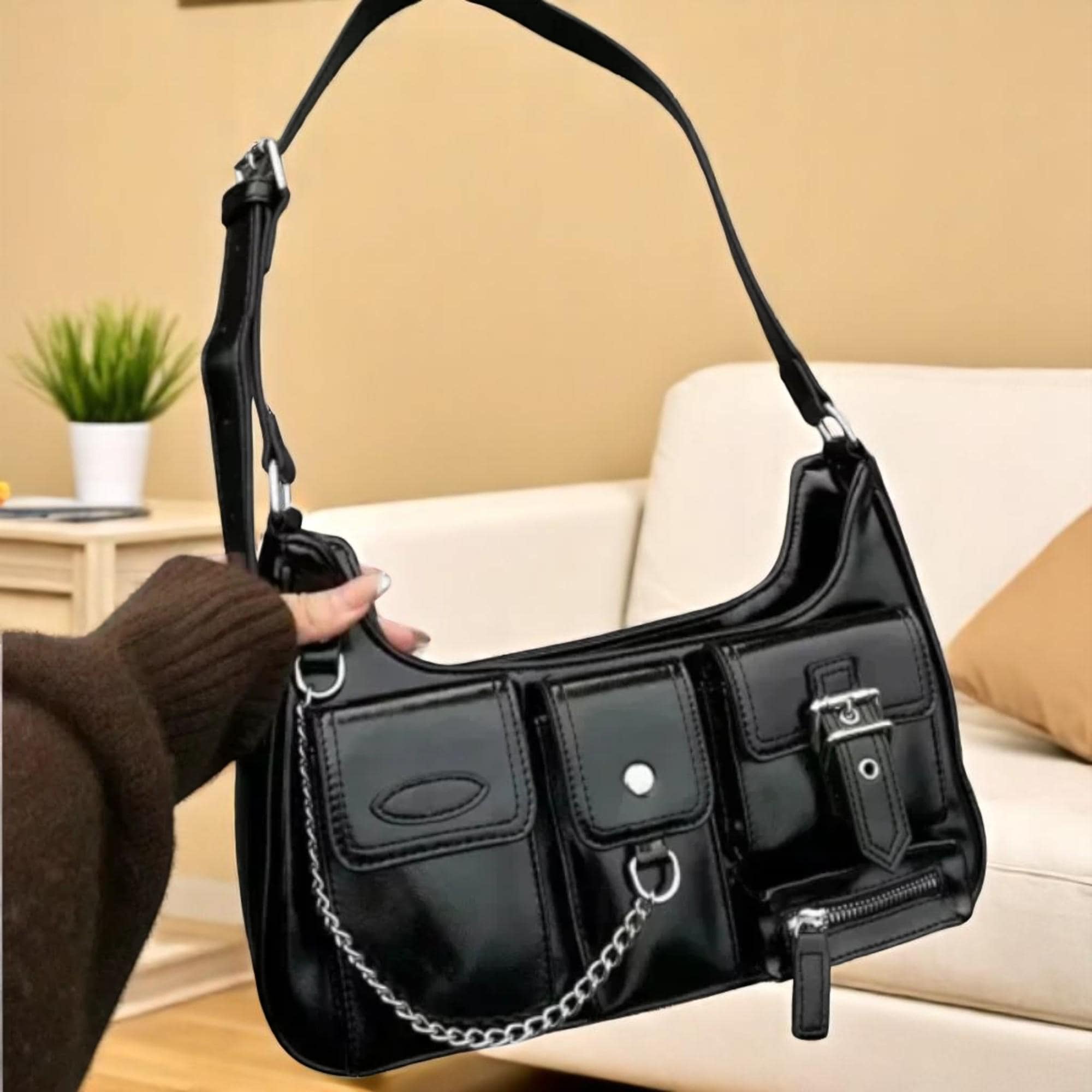 leather fringe one shoulder bag グランジ Y2K y2k opium 2way leather shoulder bag 00s - メルカリ