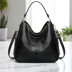 Leather Hobo Bag: Vintage Style Large Shoulder Tote