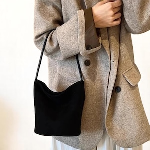 Large Suede Bucket Bag: Brown Leather Tote - Boho Shoulder Bag