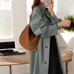 Womens Suede Shoulder Bag | Soft Leather Hobo Tote | Minimalist Designer Purse | Large Everyday Handbag | Chic Suede Tote Bag for Her