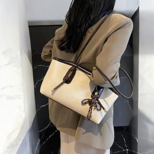 Elegante bolso de mano de cuero / Bolso de hombro estético / Bolso de trabajo de gran capacidad / Bolso tipo cartera informal chic / Bolso de viaje / Estilo cotidiano