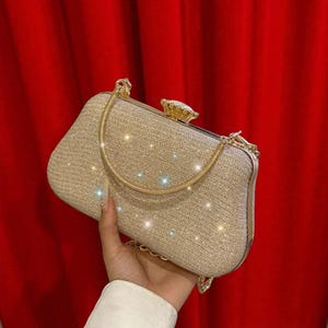 Glitter Evening Clutch Bag: Elegant Wedding & Party Shoulder Bag