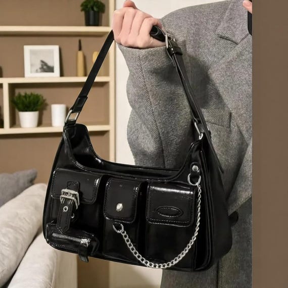 バッグ archive Leather design handbag y2k Diesel Women Archive Metal Logo Shoulder Bag Y2K 7 Casual