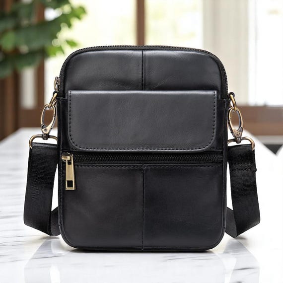 Personalisierte Herren Leder Crossbody Bag Echtleder