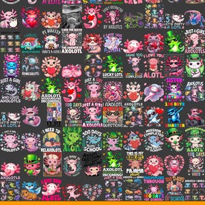 Paquete de sublimación de axolotl PNG, axolotl lindo PNG, camiseta de axolotl PNG, gráficos de axolotl PNG, axolotl divertido, pez axolotl, descarga digital