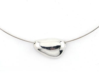 Small Silver Pebble Choker Hagstone Necklace