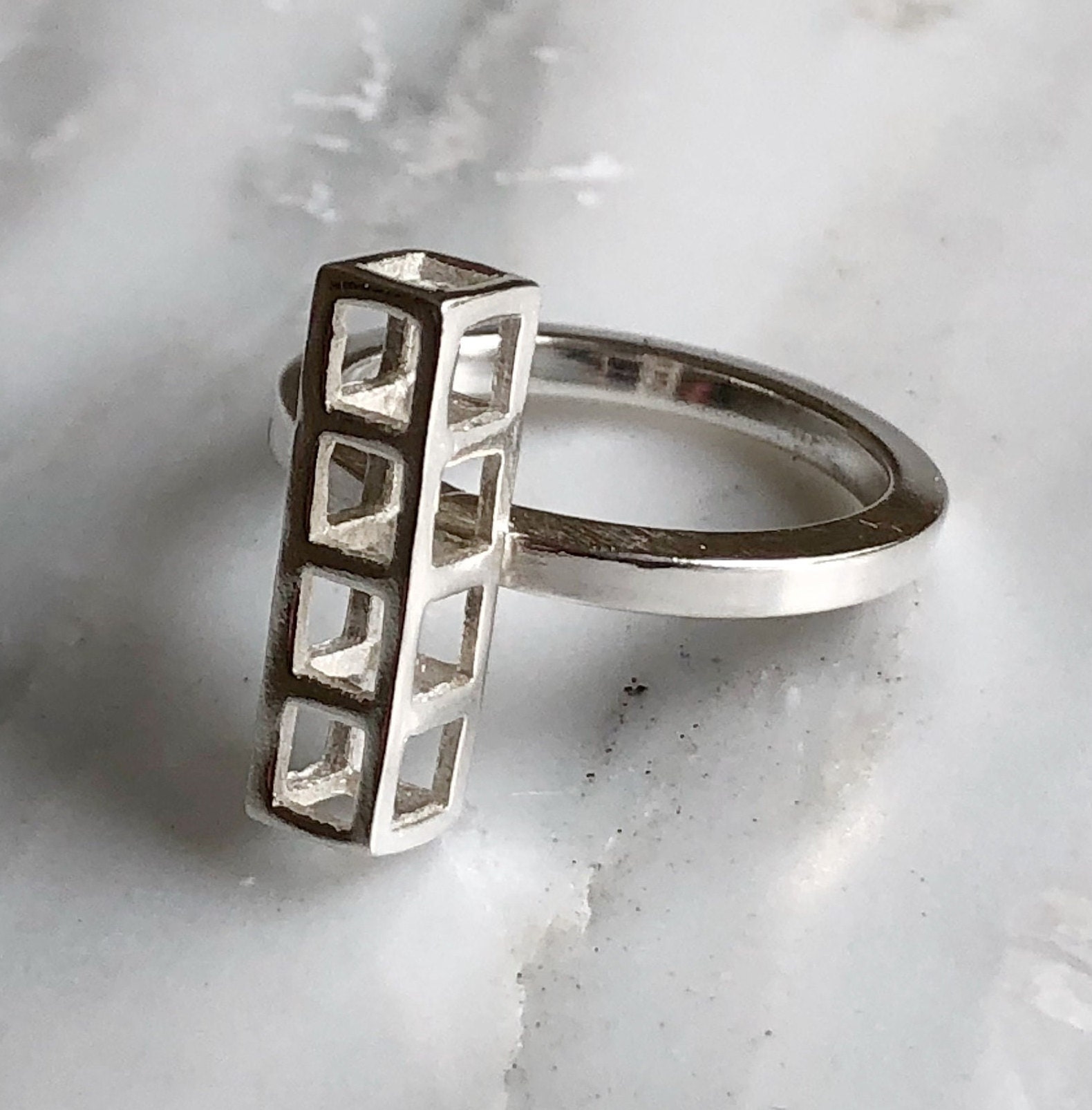 Cube Stackable Rings 4 Cube Stacking Ring Silver Stacking Ring Geometric Stacking Ring ...