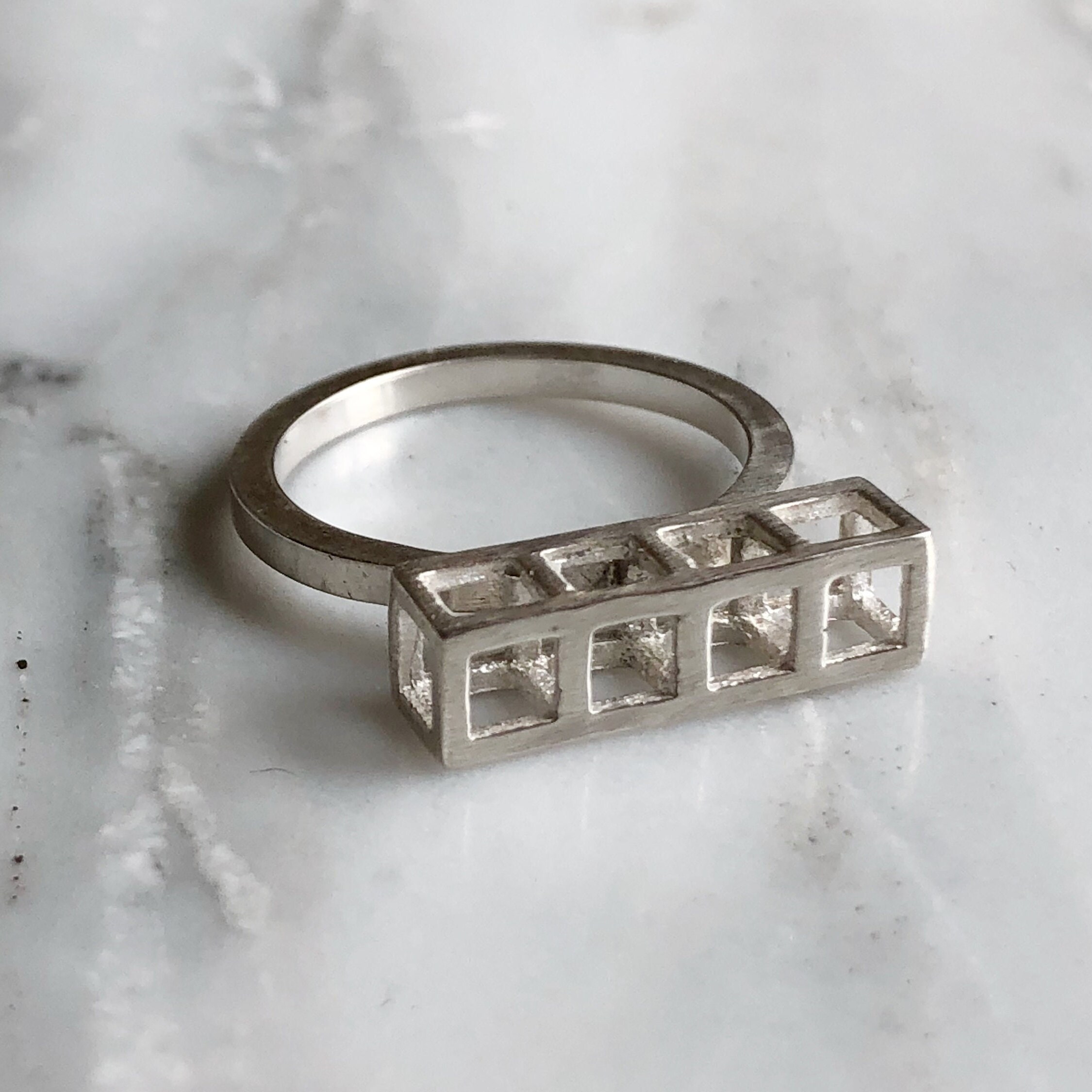 Cube Stackable Rings 4 Cube Stacking Ring Silver Stacking Ring Geometric Stacking Ring ...