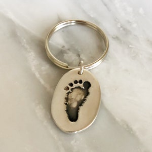 Oval Shaped Handprint Keychain Footprint Keychain | Etsy