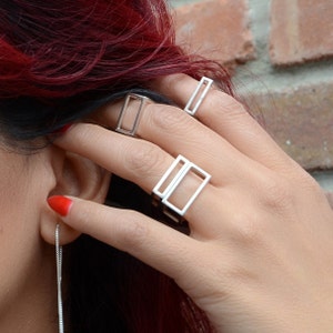 Modern Cube Stacking Ring Sterling Silver Stacking Ring Geometric Ring Contemporary Silver Ring Sterling Silver Modern Ring Geometric