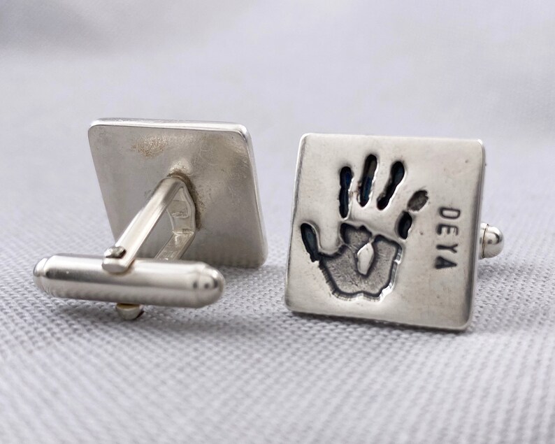 Personalized Handprint Keepsake Cufflinks Handprint Etsy