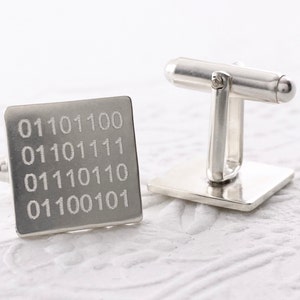 Sterling Silver LOVE Binary Code Cufflinks Gifts for Techies Gifts for ...