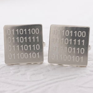 Sterling Silver LOVE Binary Code Cufflinks Gifts for Techies Gifts for ...