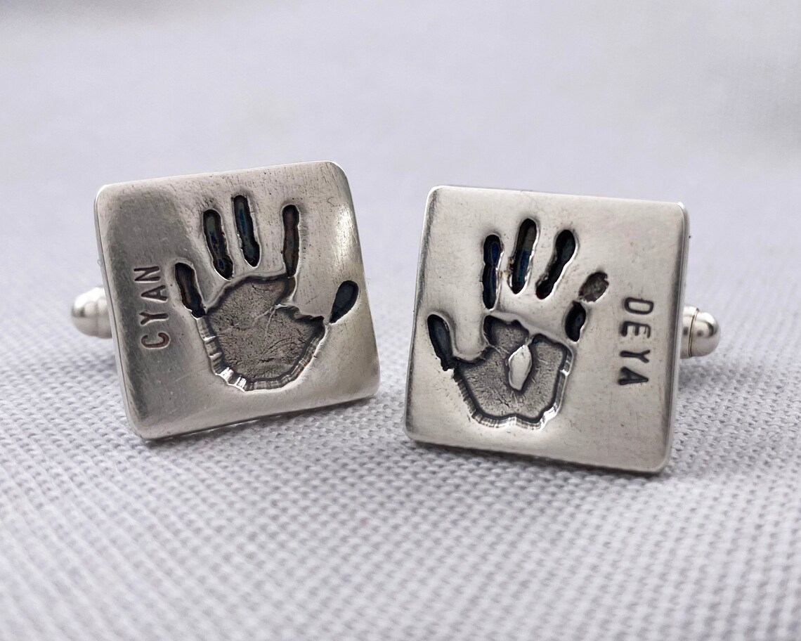 Personalized Handprint Keepsake Cufflinks Handprint Etsy