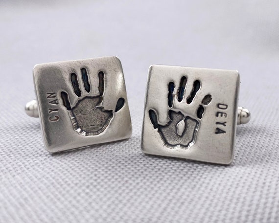 Personalized Handprint Keepsake Cufflinks Handprint Cufflinks