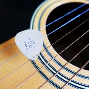 Personalized Sterling Silver I Pick You Engraved Guitar Pick Custom Personalized Plectrum Gift Groomsmen Gift Valentines Gift for Him
