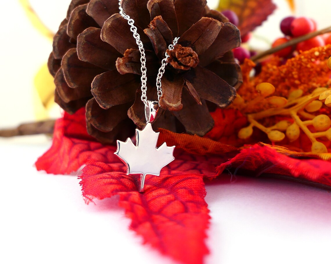 Maple Leaf Necklace Canadian Necklace Sterling Silver Canada Etsy