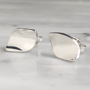 Sterling Silver Curled Leaf Stud Earrings Nature Inspired Earrings Nature Stud Earrings Fall Jewelry Fall Stud Earrings Leaf Studs
