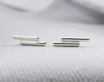 Tube Studs in Sterling Silver, Tube Earrings, Silver Tube Earrings, Modern Earrings, Simple Stud Earrings, Simple Post Earrings, Minimalist