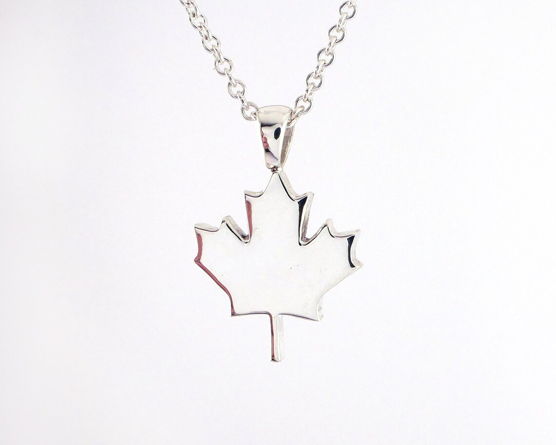 Maple Leaf Necklace Canadian Necklace Sterling Silver Canada Etsy