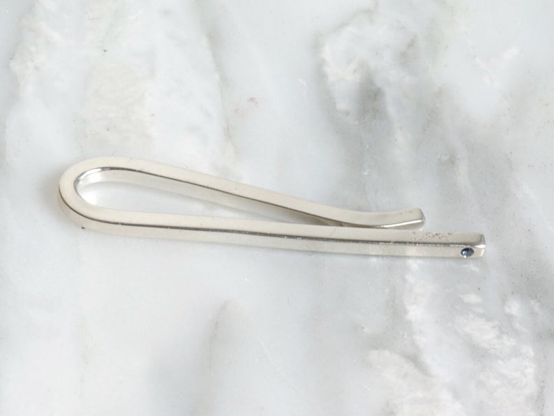 Sapphire Flush Set Square Slide Tie Bar Sapphire Tiebar Etsy