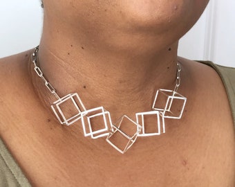 Cube Necklace, Unique Cube Shape Necklace, Large Cube Necklace