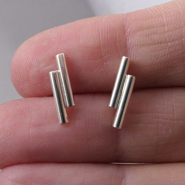 Tube Studs in Sterling Silver Tube Earrings Silver Tube Earrings Modern Earrings Simple Stud Earrings Simple Post Earrings Minimalist