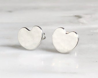 Delicate Sterling Silver Heart Stud Earrings, heart studs, heart earrings, textured hearts, heart jewelry, gifts for bridesmaids