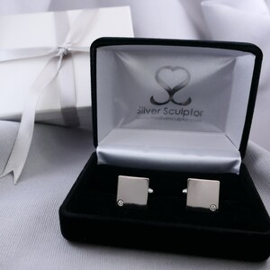 Moissanite Flush Set Cuff links Modern Simple Timeless Cufflinks Diamond Alternative Cufflinks Groomsmen Gifts Grooms Gifts Graduates
