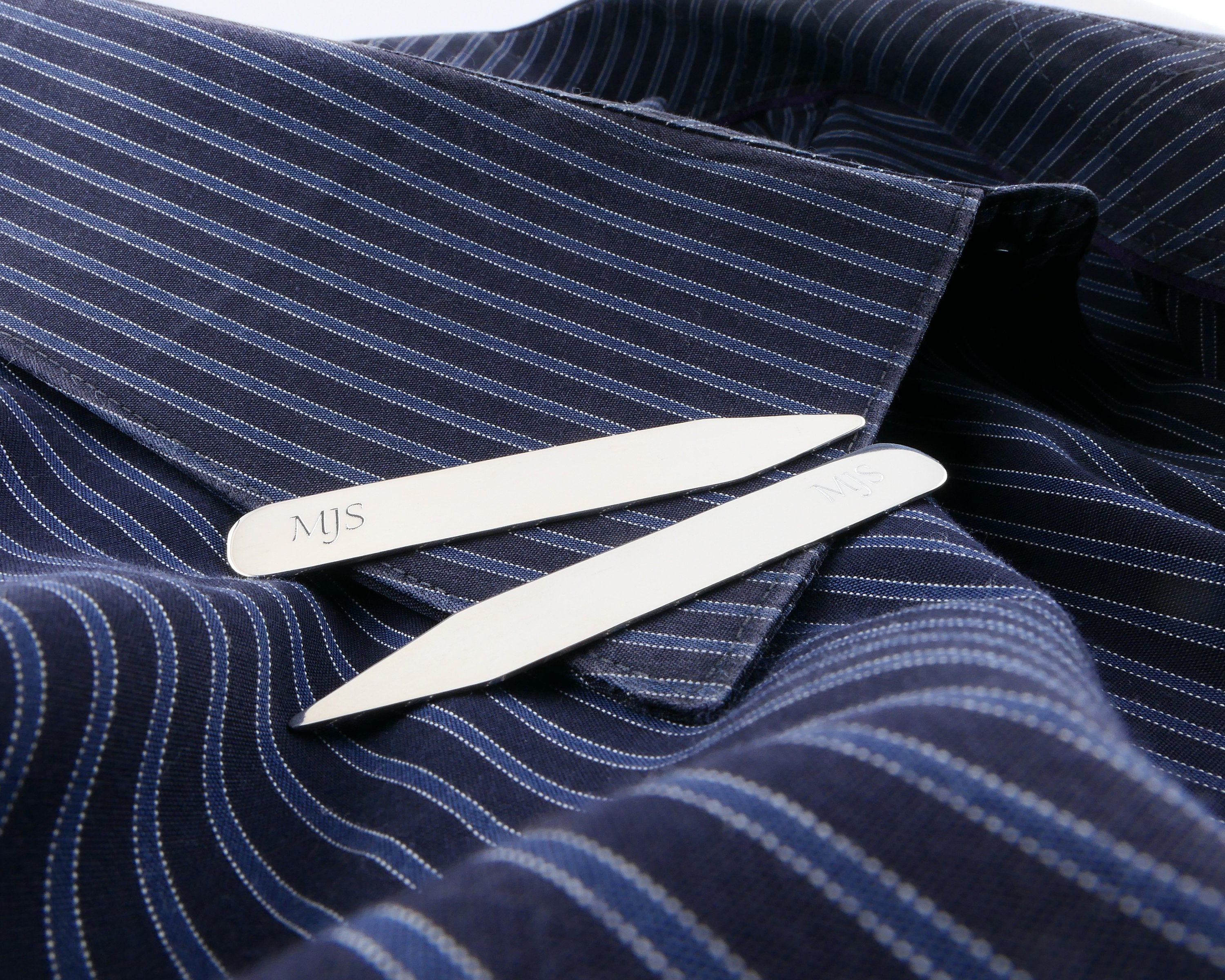 Sterling Silver Personalized Collar Stays Engraved Collar Etsy