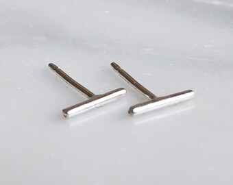 Bar Studs, Dainty Bar Earrings, Minimal Studs, Contemporary Studs, Minimalist Earrings, Stud Posts, Round Wire Bar Stud Earrings