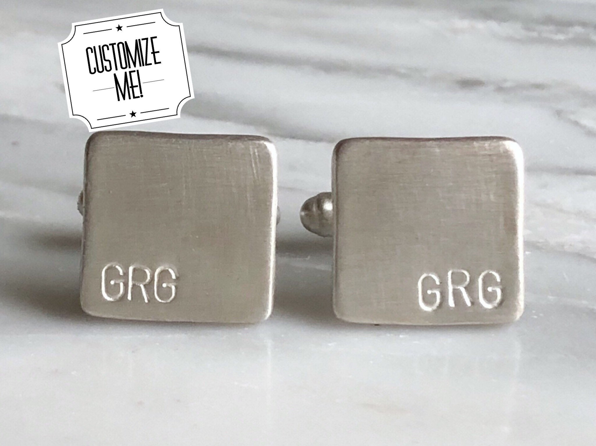Sterling Silver Monogrammed Cufflinks Personalized Cuff | Etsy
