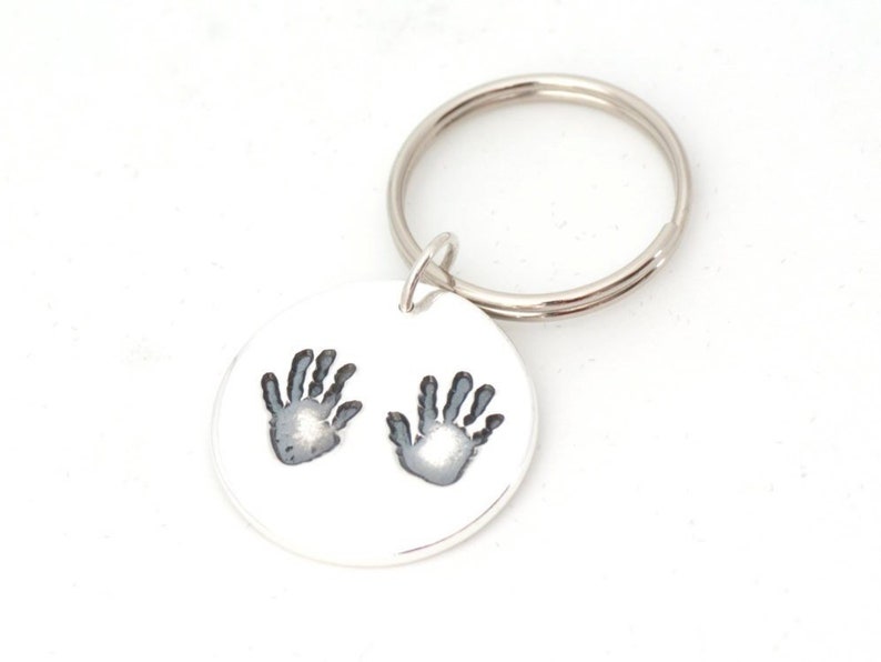 Baby Handprint Keychains Hand Print Keychain Handprint Key Etsy