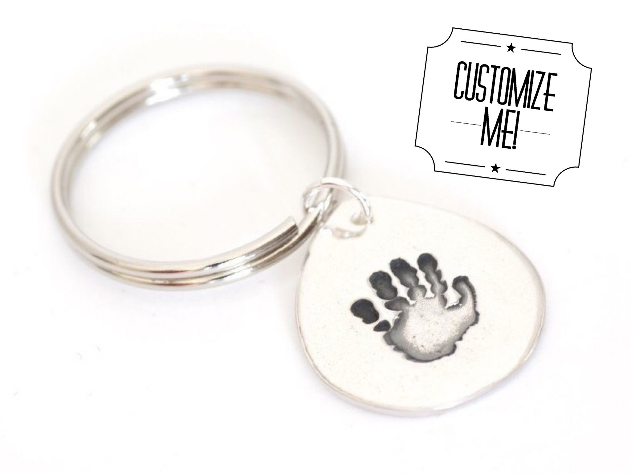 Teardrop Shaped Handprint Keychain Footprint Keychain Etsy