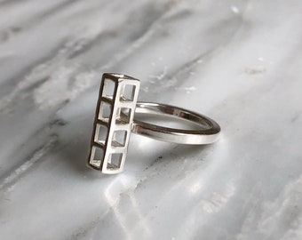 4 Cube Stacking Ring, Silver Stacking Ring, Geometric Stacking Ring, Contemporary Silver Ring, Sterling Silver Modern Ring, Geometric Ring