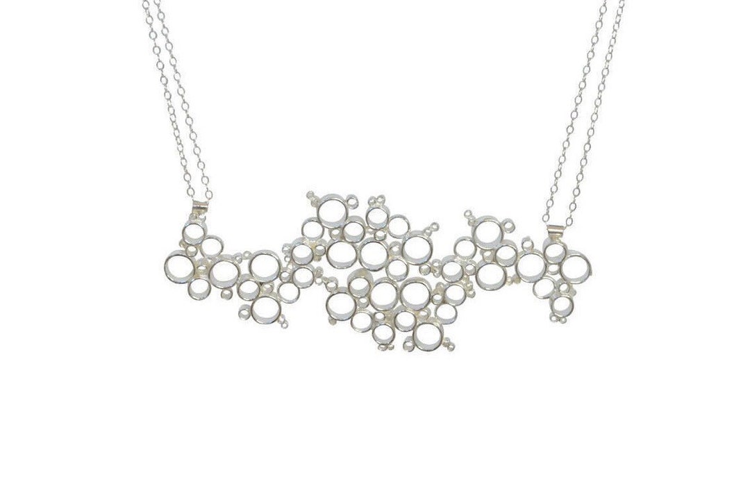 Sterling Silver Bubble Statement Necklace, Coral Necklace, Statement