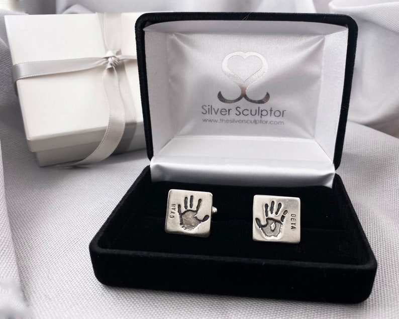 Personalized Handprint Keepsake Cufflinks Handprint Etsy