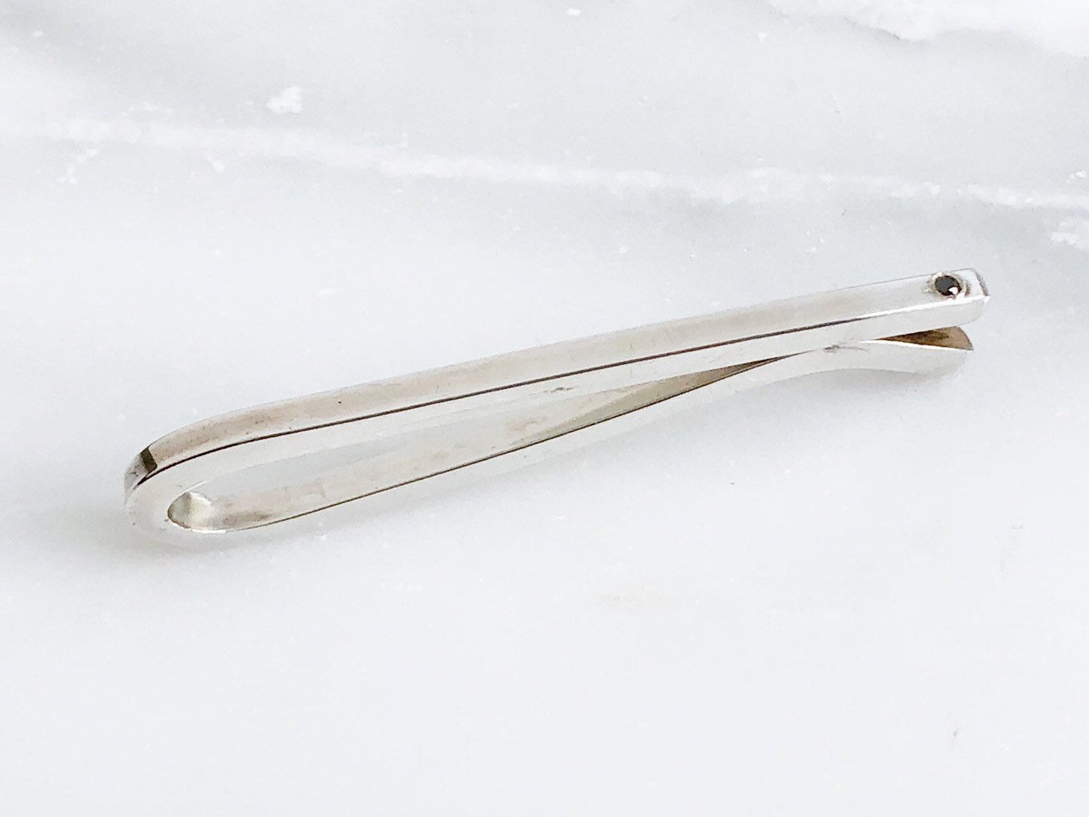 Sterling Silver Black Diamond Tie Bar Square Slide Tie Bar Etsy