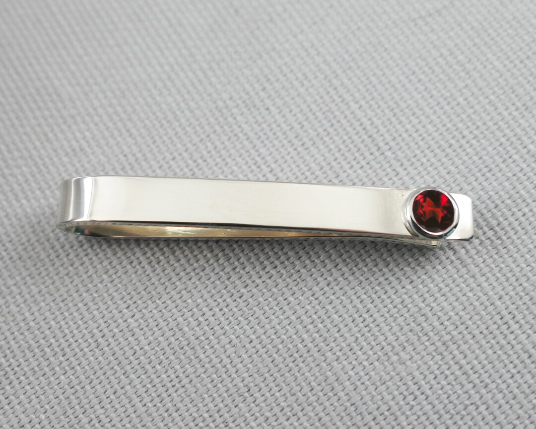 Sterling Silver Slide Tie Bar Clip, 2nd Wedding Anniversary Gift