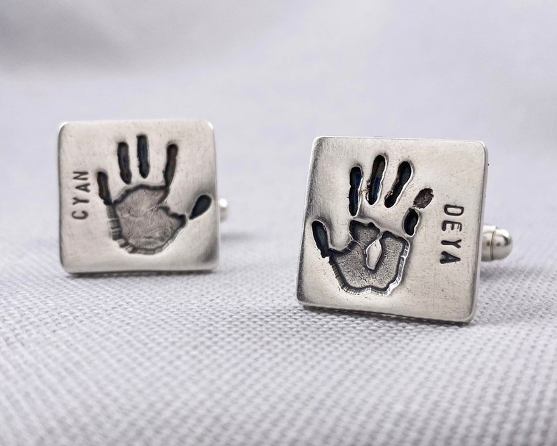 Personalized Handprint Keepsake Cufflinks Handprint Etsy