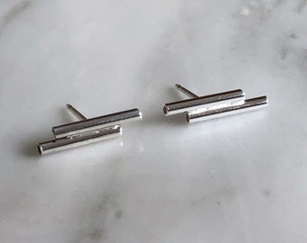 Tube Studs in Sterling Silver, Tube Earrings, Silver Tube Earrings, Modern Earrings, Simple Stud Earrings, Simple Post Earrings, Minimalist