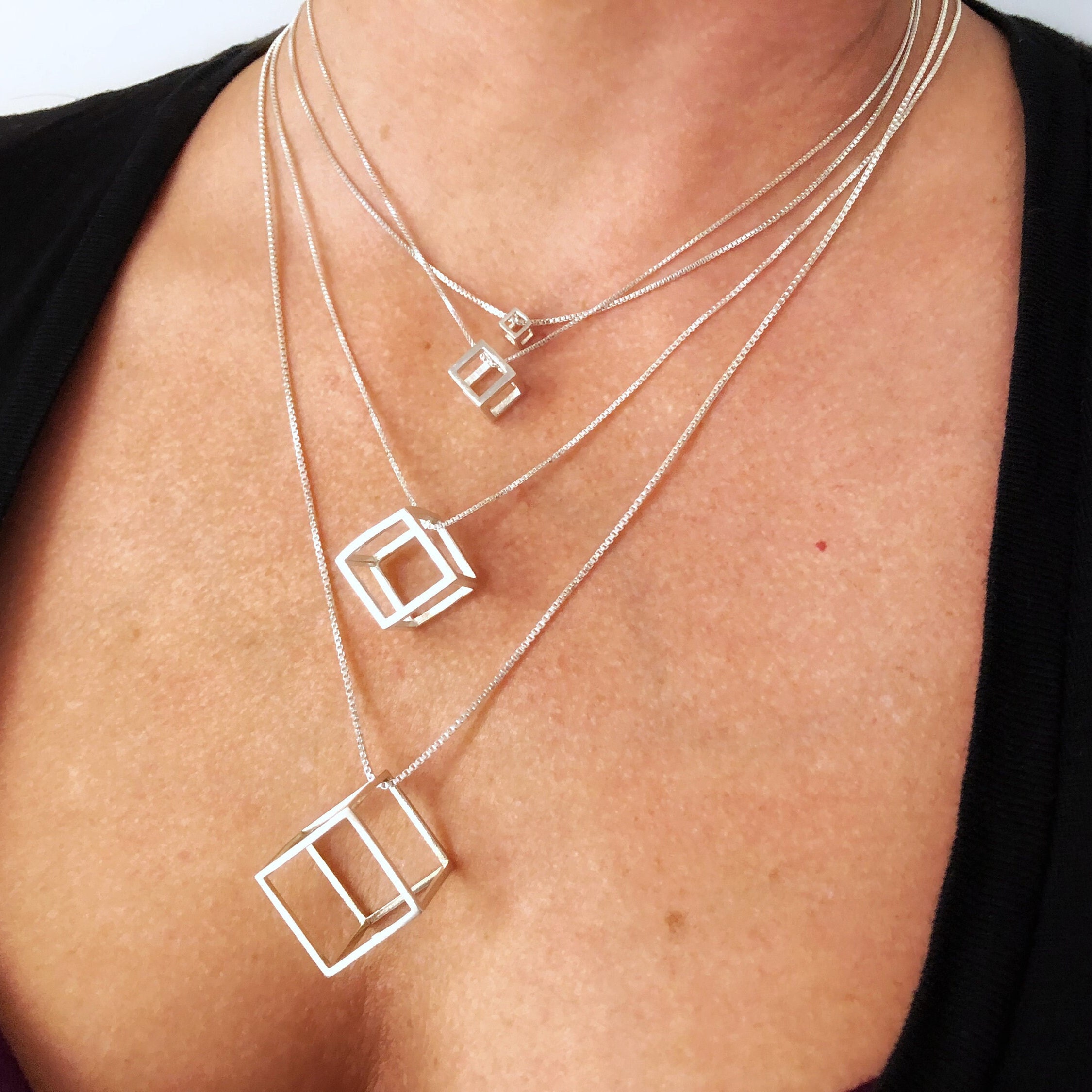 [PRIMAUTE] 韓国☆925Silver☆Cubic Square Necklace OneSilverSculptor-118_33e29d06