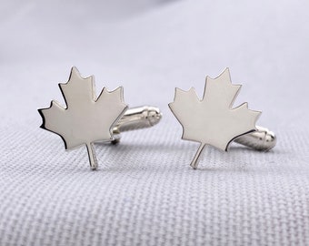 Sterling Silver Canada Maple Leaf Cufflinks, Gifts for Canadians, Canadian Grooms, Cuff links for Canadians, Leaf Cufflinks, Canada Day Gift