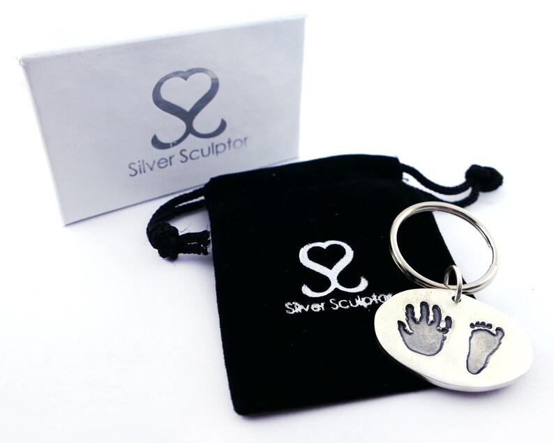 Handprint and Footprint Keychain Baby Handprint Keychains Etsy