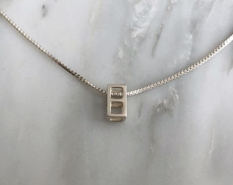 Two Stacking Cube Necklace, Sterling Silver Minimal Necklace, 3D Cube Pendant, Small Cube Necklace, Geometric Pendant, Stacking Cube Pendant
