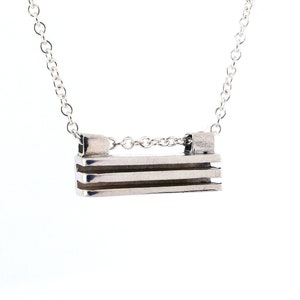 Sterling Silver Modern Contemporary Horizontal Bar Pendant Minimalist Geometric Architectural Inspired Pendant Layered Necklace
