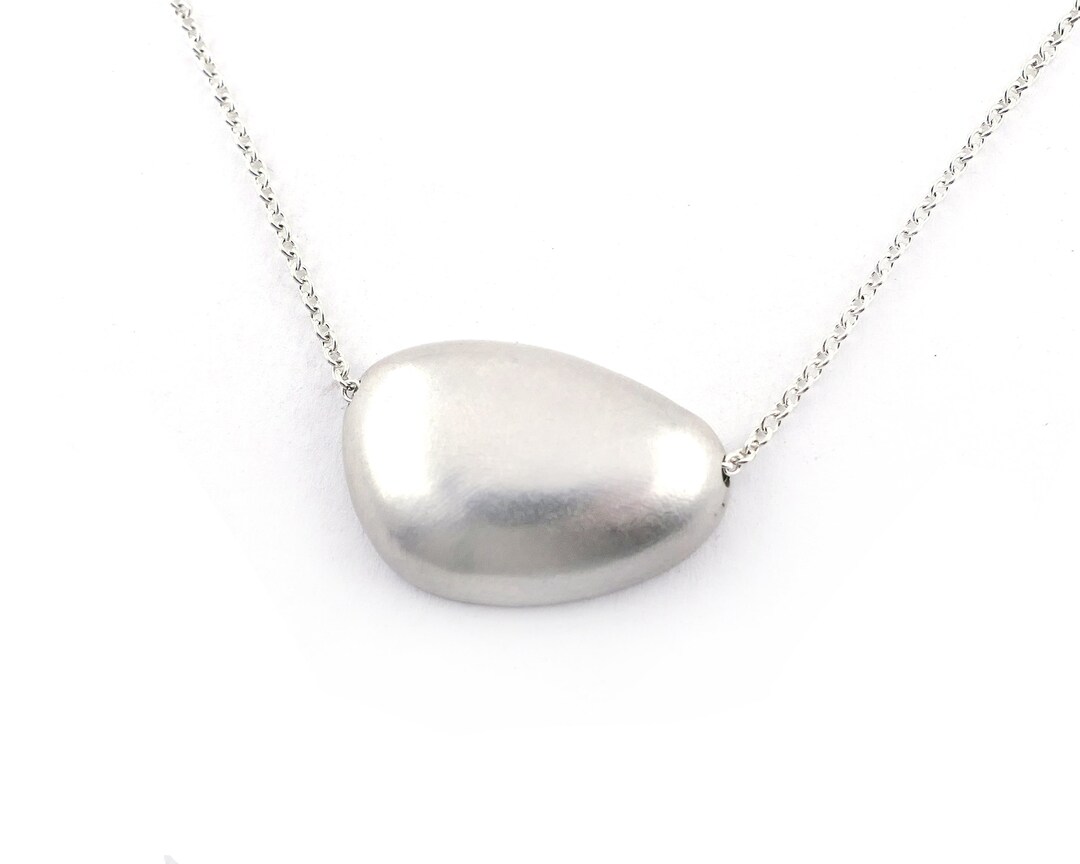 Beach Pebble Necklace in Sterling Silver Inspired by Nature Stone ...