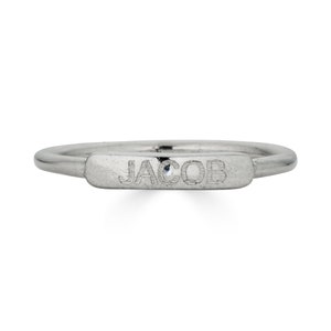 Sterling Silver Name Stacking Ring Engraved Initial Stackable Ring Gift for Mom Child&#39;s Name Ring Silver Personalized Custom Ring