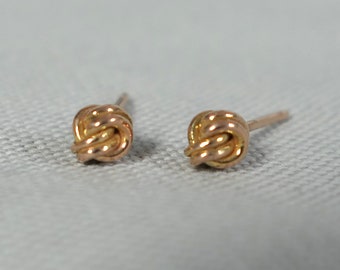 14k Rose Gold Knot Earrings, Gold Nautical Knot Stud Earrings, Love Knot Earrings, Knot Studs